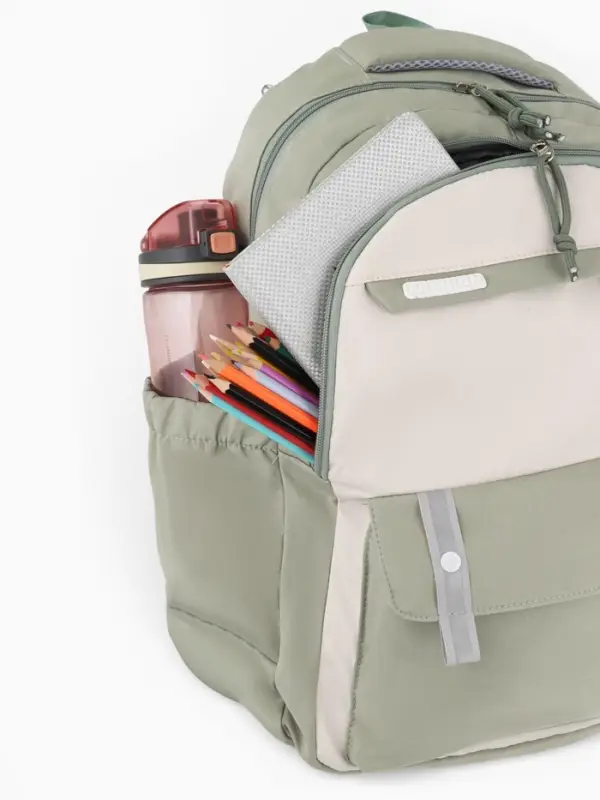 Рюкзак 31*14*44 см, 2 отд. 3 н/карм+пенал, Комби олив/бел