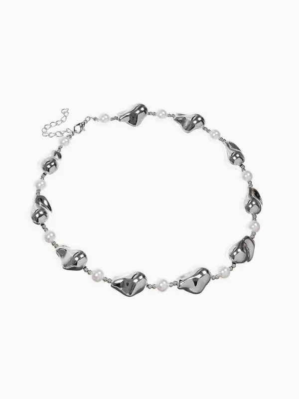 Бусы "Жемчуг Борокко", цвет белый в серебре 40+удл