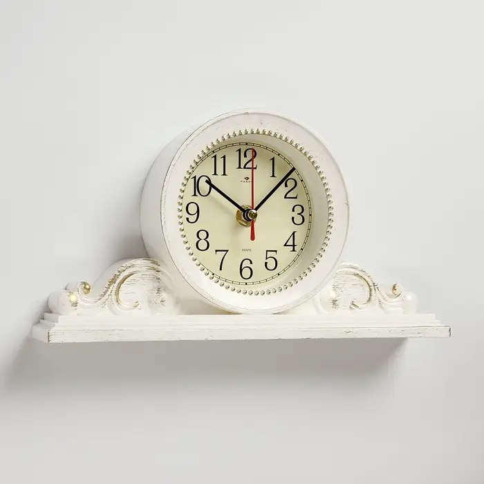 Часы настольные каминные &laquo;Милица&raquo;, бесшумные, d=9.5 см, белые