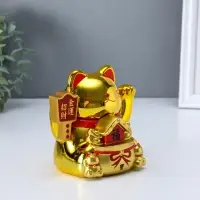 Маятник пластик от солнечной батареи "Золотой кот Манэки-нэко с домиком" 11,2х14,3х15,3 см   1096460