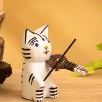 Сувенир «Кот скрипач», 3.5×8×8 см, дерево, белый