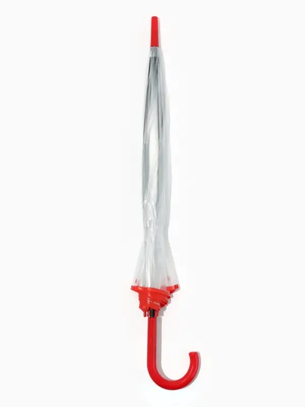 Зонт - трость полуавтоматический &laquo;Стиль&raquo;, 8 спиц, R=44/58 см, d=88 см, прозрачный, красный