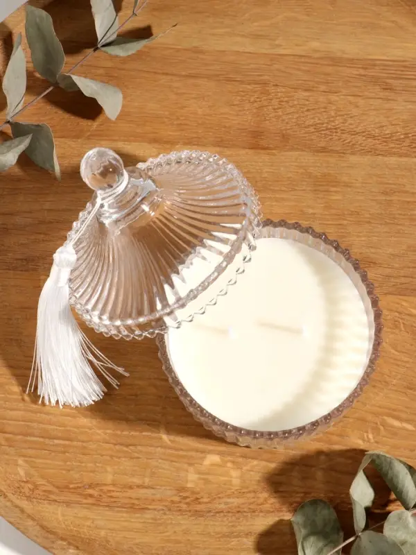 Свеча ароматическая в шкатулке Свеча ароматическая в шкатулке "С кисточкой" 2 фитиля аромат сладкий апельсин 10х10х12,5 см 108776