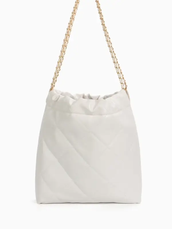 Сумка - мешок женская без застёжки, 35&times;7&times;33 см, со стёжкой, белая