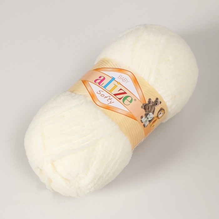 Пряжа Пряжа "Softy" 100% микрополиэстер 115м/50гр (62 молочный)