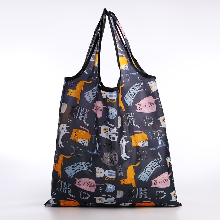 Сумка хозяйственная без застёжки, цвет чёрный/разноцветный Сумка хозяйственная без застёжки, цвет чёрный/разноцветный