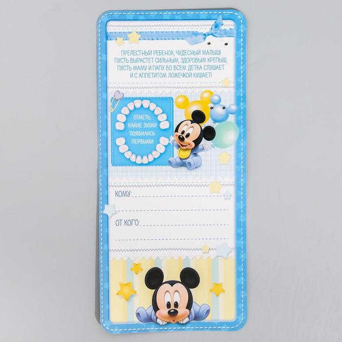 Ложечка детская, 2,3 х 11 см Ложечка детская, 2,3 х 11 см "На первый зубик", Микки Маус