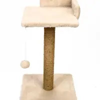 Когтеточка-столбик Petmil &laquo;Релакс&raquo;, 60&times;35&times;35 см, с полкой - лежанкой и игрушкой, джут, бежевая