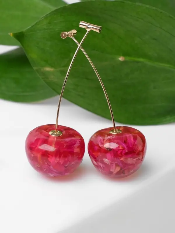 Серьги пластик &laquo;Ягодка&raquo;, черешня, красные в золоте