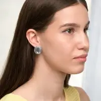 Серьги пластик &laquo;Леденец&raquo;, d=2 см, с разводами белыми, серые