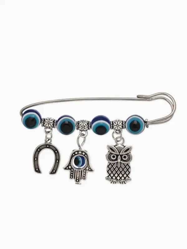 Булавка-оберег &laquo;Сова от сглаза&raquo;, 6 см, цвет синий в серебре