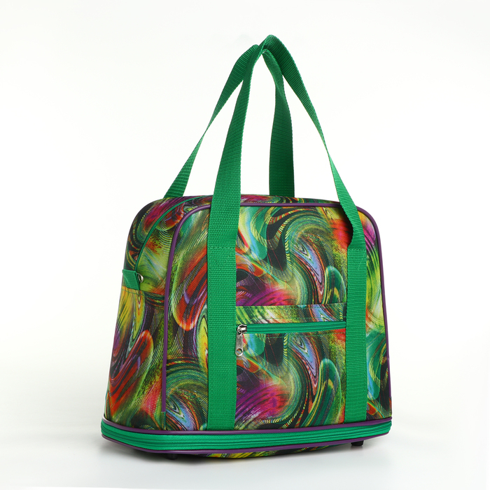 Сумка хозяйственная на молнии, с увеличением, наружный карман, цвет зелёный/разноцветный Сумка хозяйственная на молнии, с увеличением, наружный карман, цвет зелёный/разноцветный