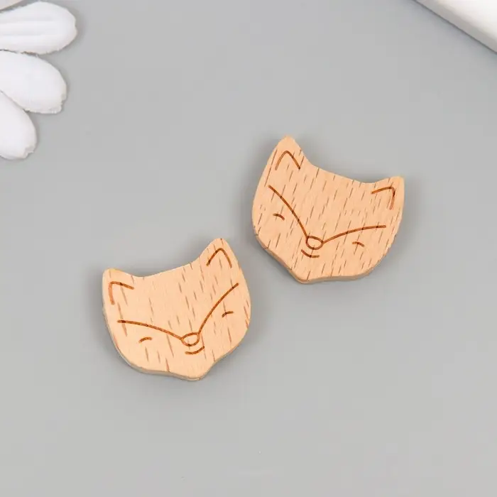 Бусина для творчества дерево "Лисенок" 2,8х2,5 см