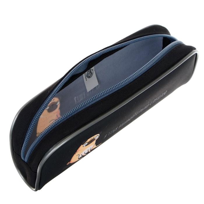 Пенал мягкий, 1 отделение, 80 х 210 х 40 мм, объёмный, Calligrata ПМО 21-20, Пенал мягкий, 1 отделение, 80 х 210 х 40 мм, объёмный, Calligrata ПМО 21-20, "Мопс"