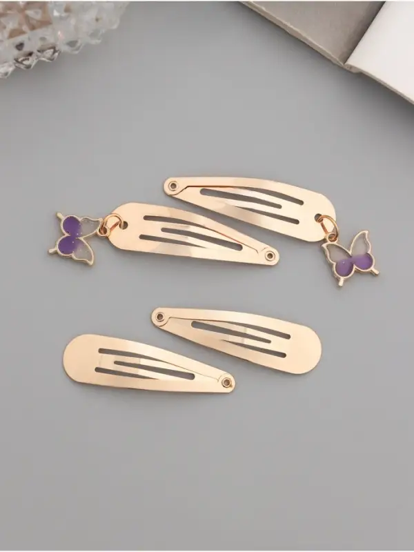 Невидимки для волос «Офелия», набор 4 шт., бабочка, 4.5 см, золото Невидимки для волос «Офелия», набор 4 шт., бабочка, 4.5 см, золото