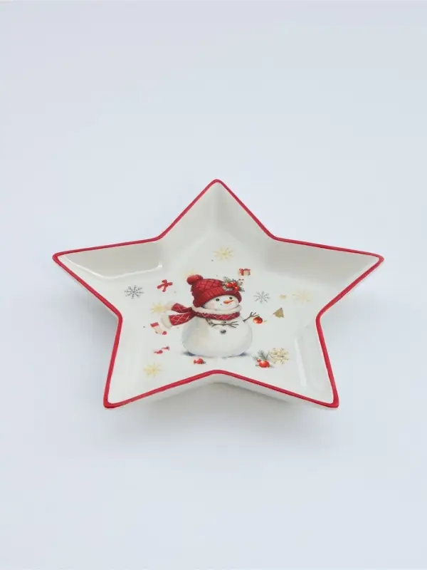 Блюдо сервировочное новогоднее Доляна &laquo;Снежное чудо&raquo;, 24.5&times;23.5&times;3.5 см, доломит, белая, красная