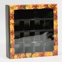 Коробка под 16 конфет с ячейками &laquo;Вкусный Новый год&raquo; 17.5&times;17.5&times;3.5 см