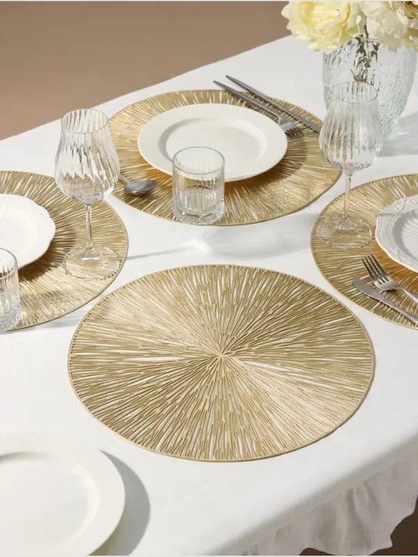 Салфетки сервировочные на стол Доляна &laquo;Сияние&raquo;, d=38 см, 4 шт., золотые