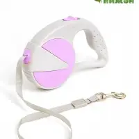 Рулетка - поводок для собак, лента 3 м, пластик, серая, сиреневая
