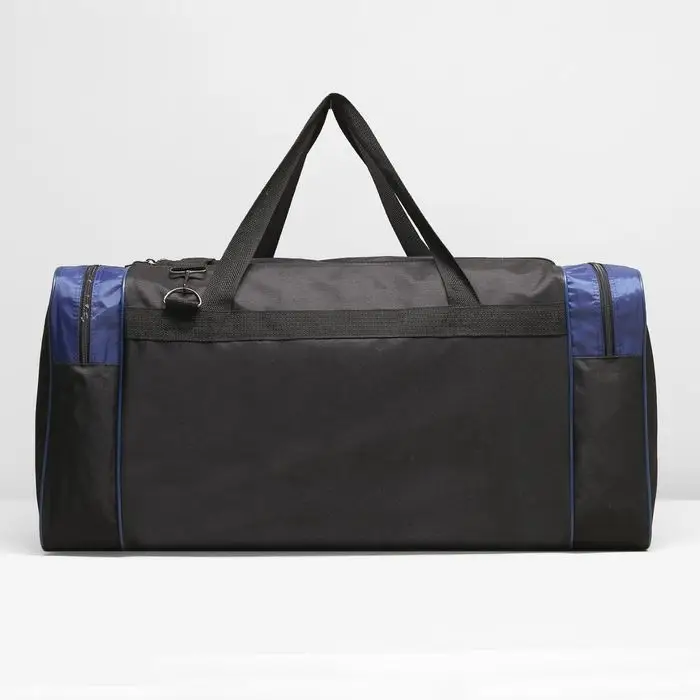 Сумка дорожная на молнии, 3 наружных кармана, длинный ремень, цвет чёрный/синий Сумка дорожная на молнии, 3 наружных кармана, длинный ремень, цвет чёрный/синий