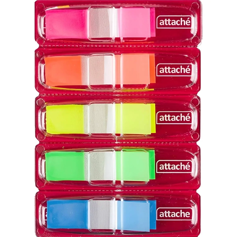 Клейкие закладки пласт. 5цв.по 25л. 12ммх45 Attache' PET-01