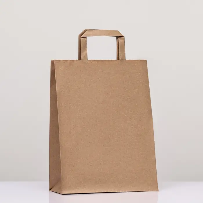 Пакет крафт без печати, с плоскими ручками 24 х 12 х 32 см Пакет крафт без печати, с плоскими ручками 24 х 12 х 32 см