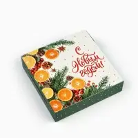 Коробка складная «С Новым годом!», апельсины 14 х 14 х 3.5 см