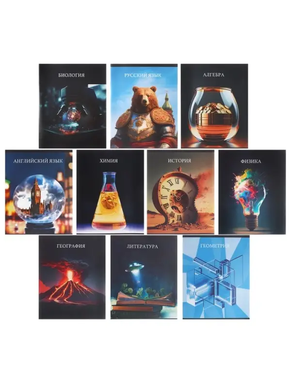 Набор предметных тетрадей Calligrata TOP &laquo;Школьный стиль&raquo;, 10 предметов, 48 листов, со справочным материалом, пластиковая обложка