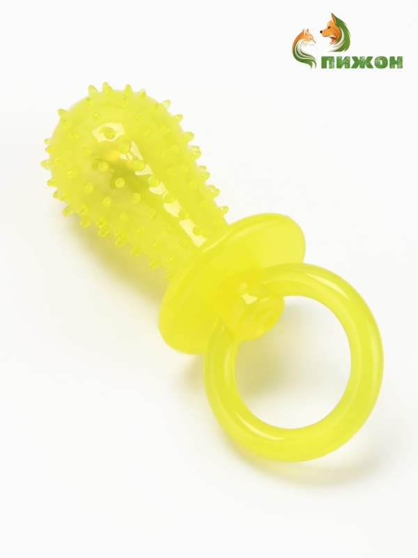 Игрушка жевательная Игрушка жевательная "Соска" прозрачная, PP, 9,5 см, жёлтая