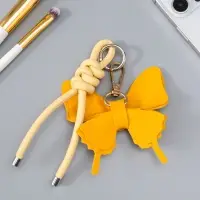 Брелок на карабине "Бабочка с узлом" бежево-рыжий 13,5х9,5х2,5 см