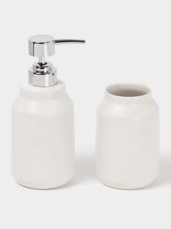 Аксессуары для ванной SAVANNA &laquo;Глянец&raquo;, 3 предмета, мыльница, дозатор для мыла, стакан, белые