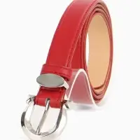 Ремень женский, 110&times;2.3 см, пряжка металл, серебристая, красный