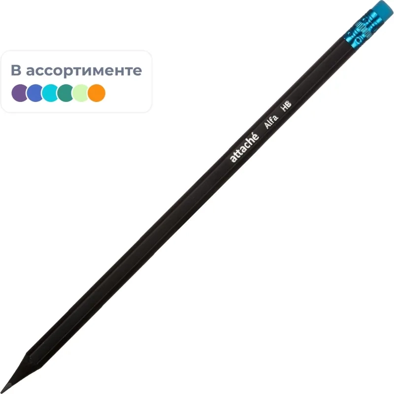 Карандаш чернографитный Attache Alfa HB заточ.,с ласт. 12шт/уп