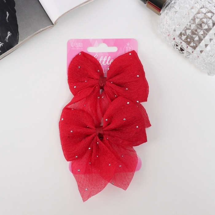 Зажим для волос  Зажим для волос "Марта" (набор 2 шт) стиль, 7,5 см, красный