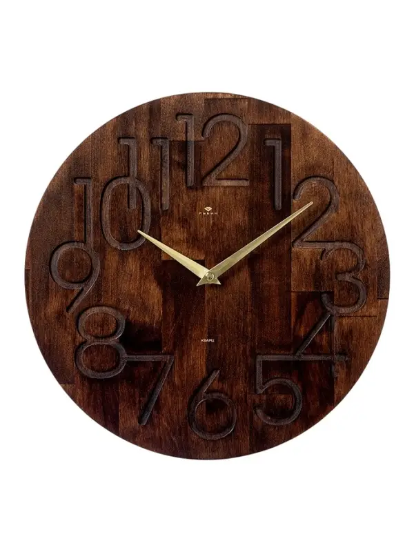 Часы настенные, интерьерные, бесшумные, плавный ход, d=35 см, дерево, коричневые