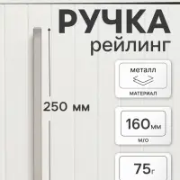 Ручка-рейлинг квадрат CAPPIO, м/о 160 мм, L=250 мм, нержавеющая сталь