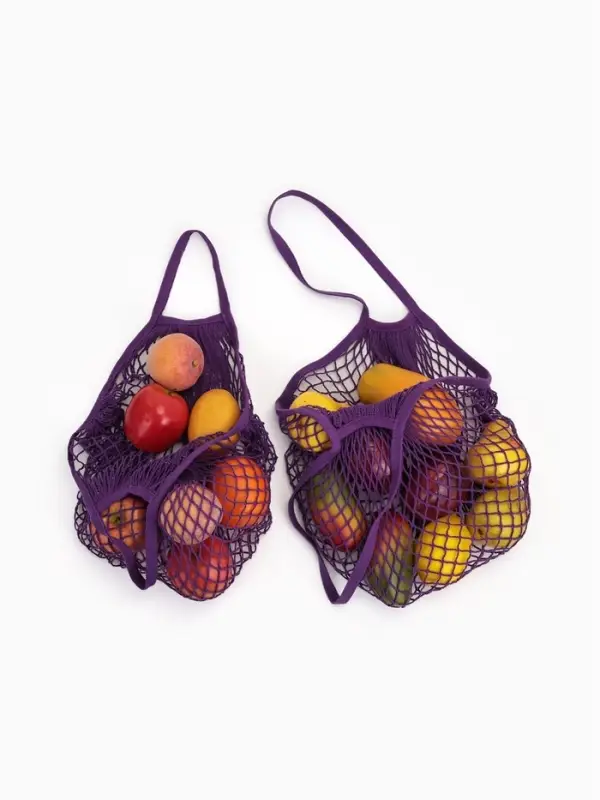 Набор 2 шт.: сумка-авоська плетёная, клетка 1.5 см, фиолетовая