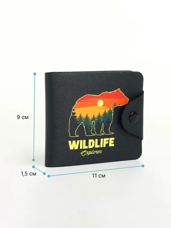Кошелёк детский Wildlife, маленький, на кнопке, чёрный