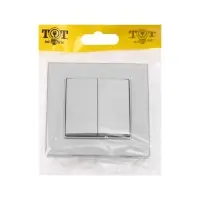 Выключатель проходной TOT Glossy Glass, 10 А, 2 клавиши, скрытый монтаж, стеклянная рамка, серебристый