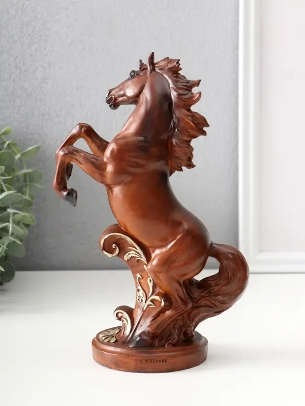 Сувенир полистоун Сувенир полистоун "Конь на дыбах, золотой узор" под дерево 14х9х24 см