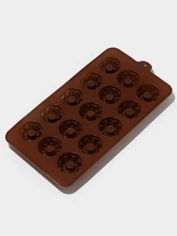 Форма для конфет и шоколада &laquo;Дольче&raquo;, силикон, 20&times;11&times;1.8 см, 15 ячеек, коричневая