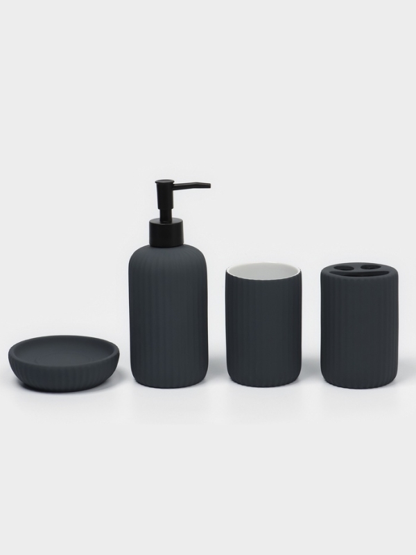 Набор для ванной Набор для ванной "Лайн" 4 предмета (дозатор для мыла, стакан, 2 стакана, мыльница)