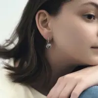 Серьги со стразами &laquo;Циркония&raquo; мини, круг, белые в серебре
