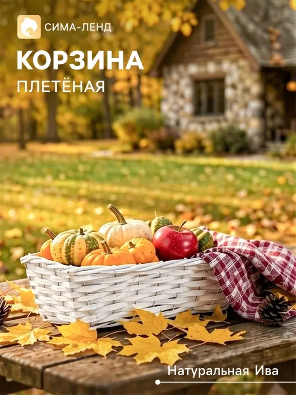 Корзина плетёная для хранения, 37&times;15&times;10 см, лоза, белая