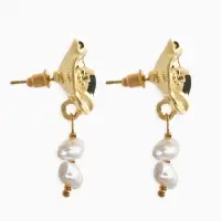 Серьги жемчуг "Цветы кувшинки", цвет белый в золоте Серьги жемчуг "Цветы кувшинки", цвет белый в золоте