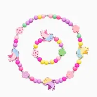 Набор детских украшений "Выбражулька" птички, 2 предмета: бусы, браслет, разноцветный