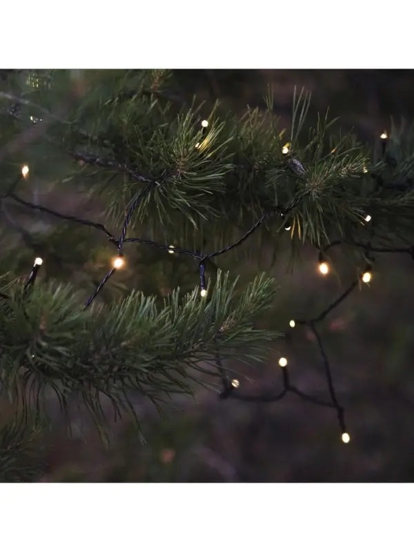 Гирлянда &laquo;Нить&raquo; 10 м, IP44, УМС, тёмная нить, 100 LED, свечение тёплое белое, 220 В