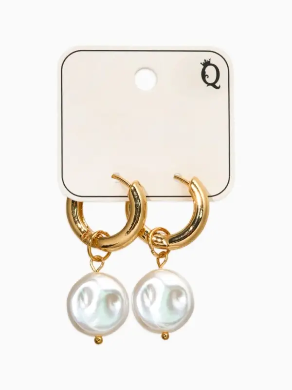 Серьги жемчуг "Барокко", цвет белый в золоте