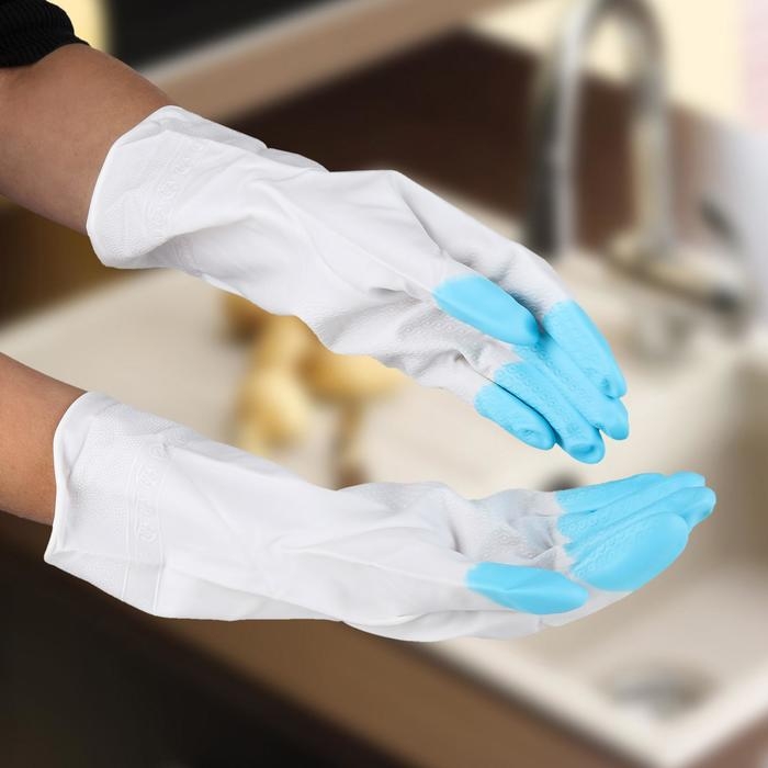 Перчатки хозяйственные Доляна, суперпрочные, размер M, ПВХ, цвет МИКС Перчатки хозяйственные Доляна, суперпрочные, размер M, ПВХ, цвет МИКС