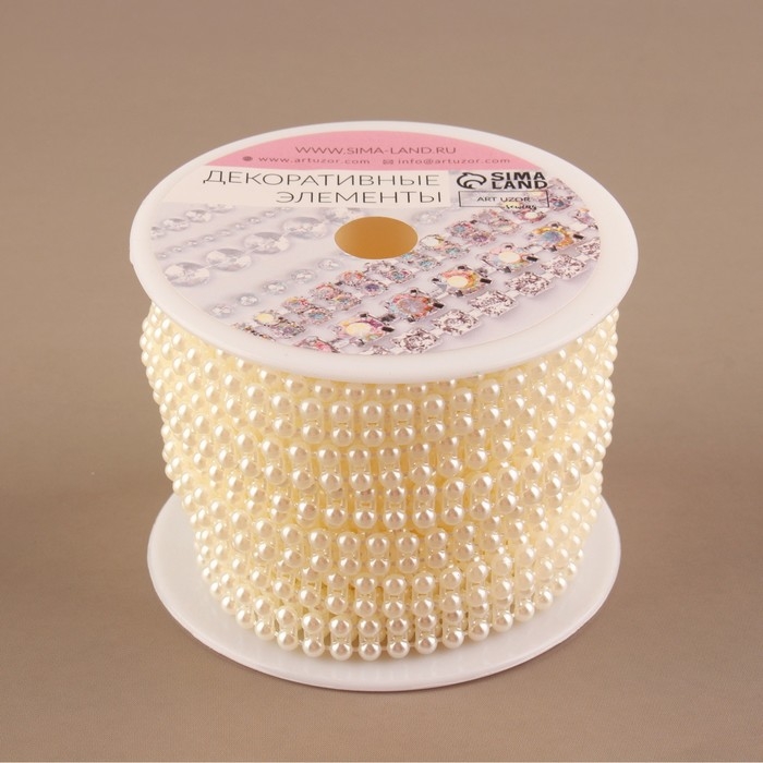 Жемчуг на нитях, плоский, 7 мм, 9 ± 1 м, цвет молочный Жемчуг на нитях, плоский, 7 мм, 9 ± 1 м, цвет молочный